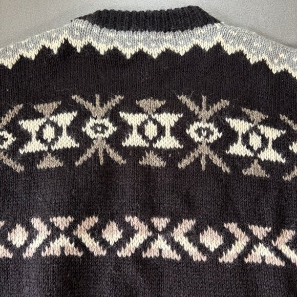 Vintage Hand Knit Wool Fair Isle Sweater Extra Thick Size L/XL Nepal Made Nordic - Picture 14 of 14